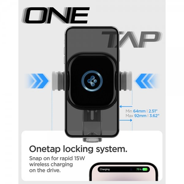 Spigen Bilhållare OneTap Pro Dashboard Mount Charger 15W Svart