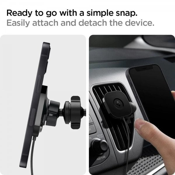 Spigen Bilhållare OneTap Magnetic Car Mount Air Vent Wireless Charging Svart