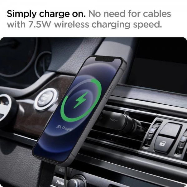 Spigen Bilhållare OneTap Magnetic Car Mount Air Vent Wireless Charging Svart