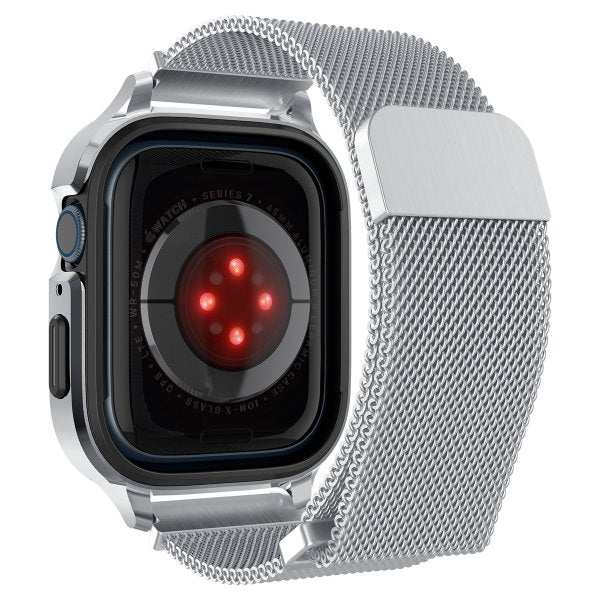 Spigen Apple Watch 45mm Skal med Armband Metal Fit Pro Silver