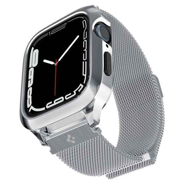 Spigen Apple Watch 45mm Skal med Armband Metal Fit Pro Silver