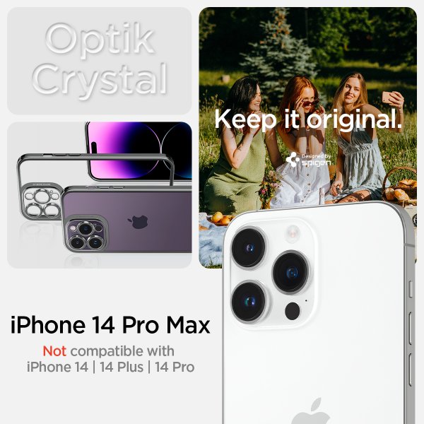 Spigen iPhone 14 Pro Max Skal Optik Crystal Chrome Gray