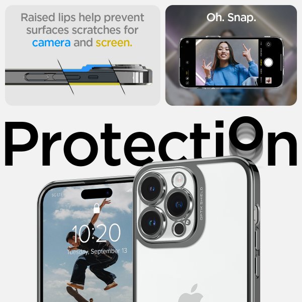 Spigen iPhone 14 Pro Max Skal Optik Crystal Chrome Gray