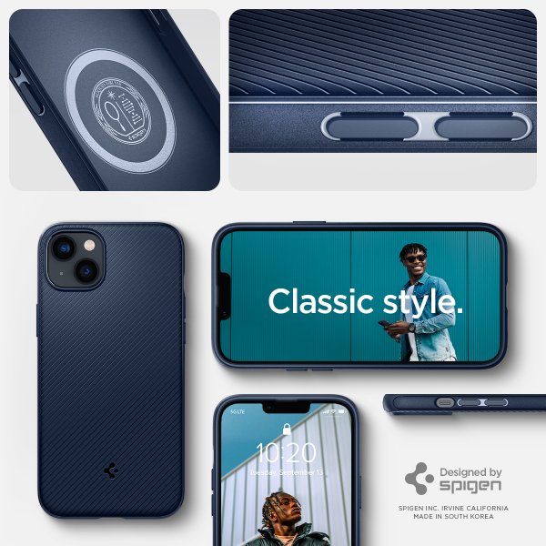Spigen iPhone 14 Plus Skal Mag Armor MagFit Navy Blue