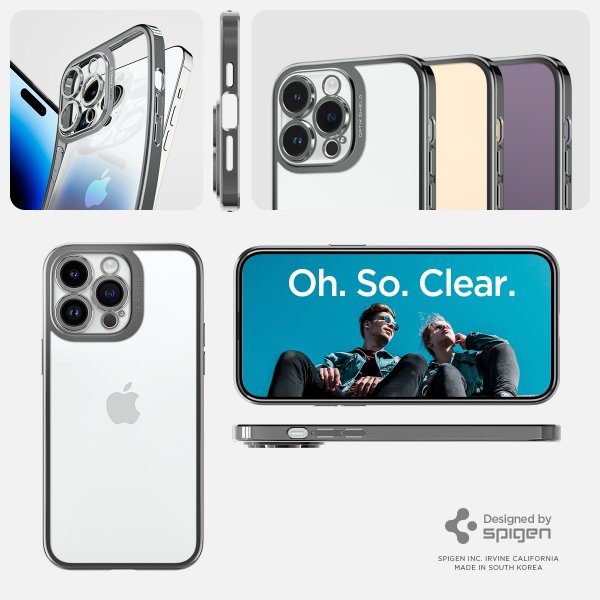 Spigen iPhone 14 Pro Skal Optik Crystal Chrome Gray