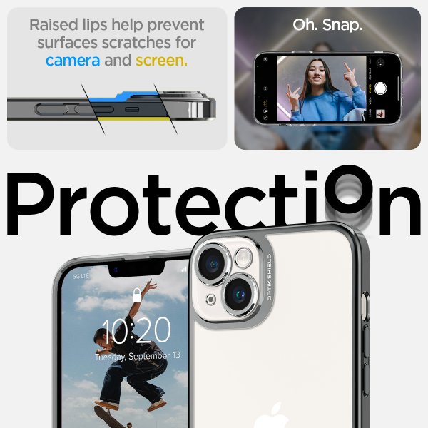 Spigen iPhone 14 Skal Optik Crystal Chrome Gray
