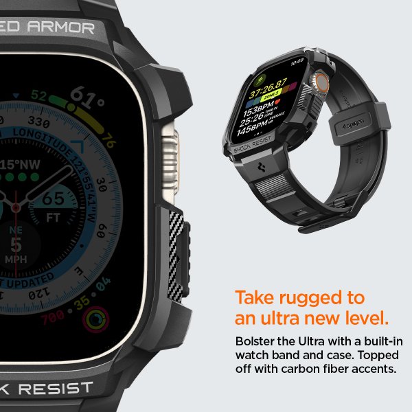 Spigen Apple Watch Ultra Skal och Armband Rugged Armor Pro Svart