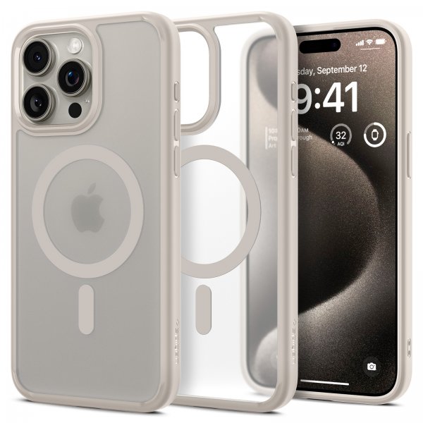 Spigen iPhone 15 Pro Max Skal Ultra Hybrid MagFit Frost Natural Titanium