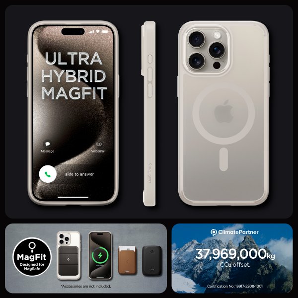 Spigen iPhone 15 Pro Max Skal Ultra Hybrid MagFit Frost Natural Titanium