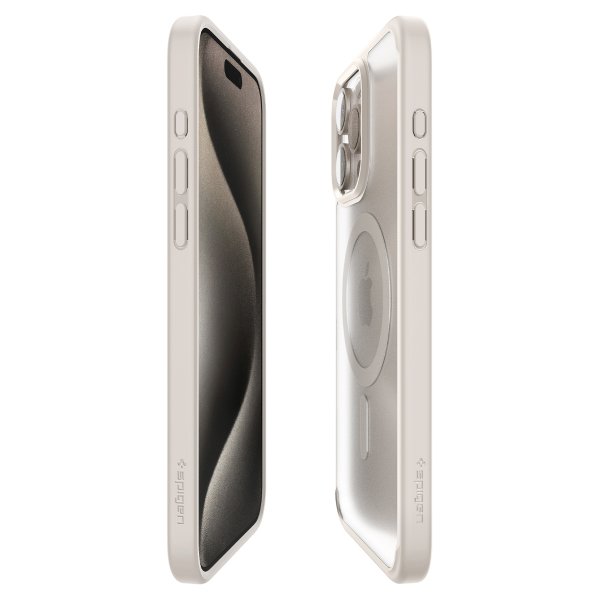 Spigen iPhone 15 Pro Skal Ultra Hybrid MagFit Frost Natural Titanium