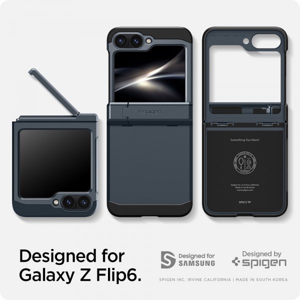 Spigen Samsung Galaxy Z Flip 6/Flip 7 FE Skal Tough Armor Pro Metal Slate