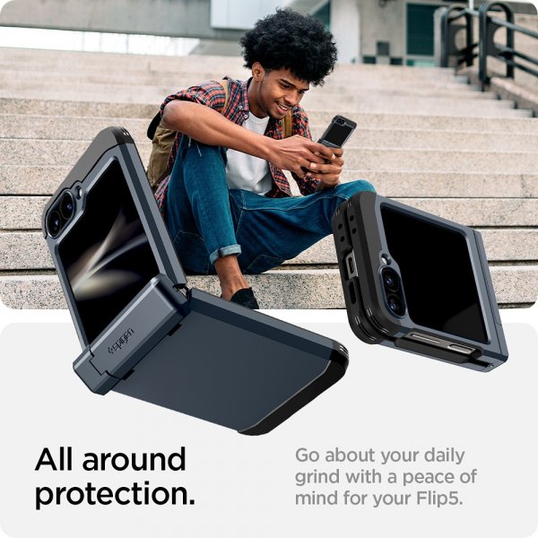Spigen Samsung Galaxy Z Flip 6/Flip 7 FE Skal Tough Armor Pro Metal Slate