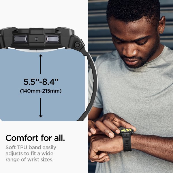 Spigen Samsung Galaxy Watch 7 44mm Armband och Skal Rugged Armor Pro Matte Black