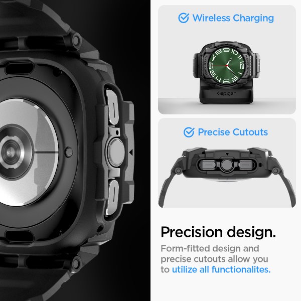 Spigen Samsung Galaxy Watch Ultra Armband och Skal Rugged Armor Pro Matte Black