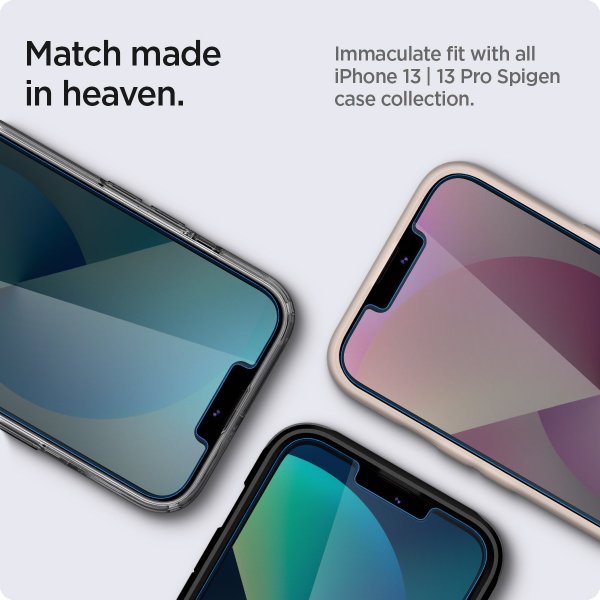 Spigen iPhone 13/13 Pro/14/16e/17e Skärmskydd GLAS.tR EZ Fit Privacy 2-pack