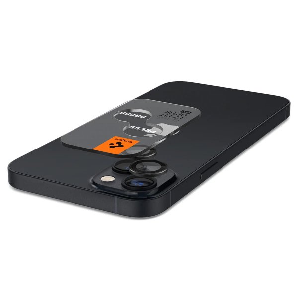 Spigen iPhone 14/15/iPhone 14/15 Plus Kameraskydd GLAS.tR EZ Fit Optik Pro 2-pack Svart