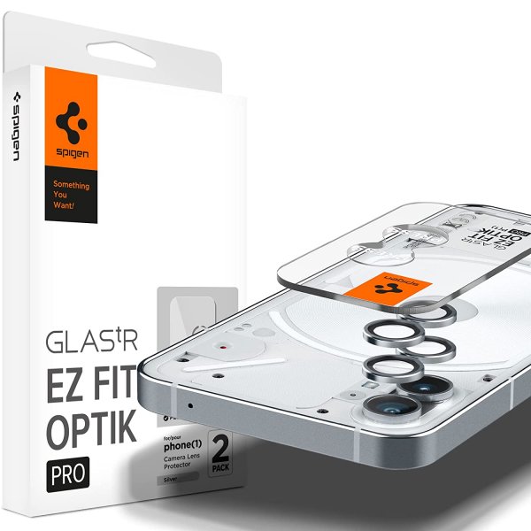 Spigen Nothing Phone (1) Kameraskydd GLAS.tR EZ Fit Optik Pro 2-pack Silver
