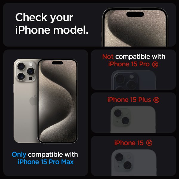 Spigen iPhone 15 Pro Max Skärmskydd GLAS.tR EZ Fit FC Svart 2-pack