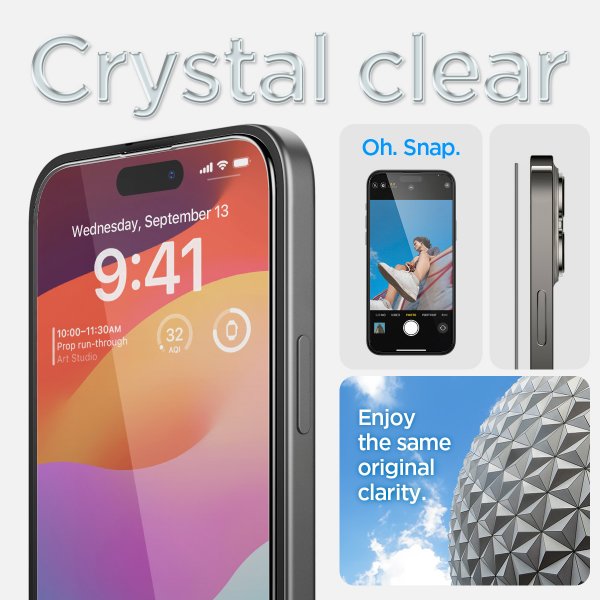 Spigen iPhone 15 Plus Skärmskydd GLAS.tR EZ Fit FC Svart 2-pack