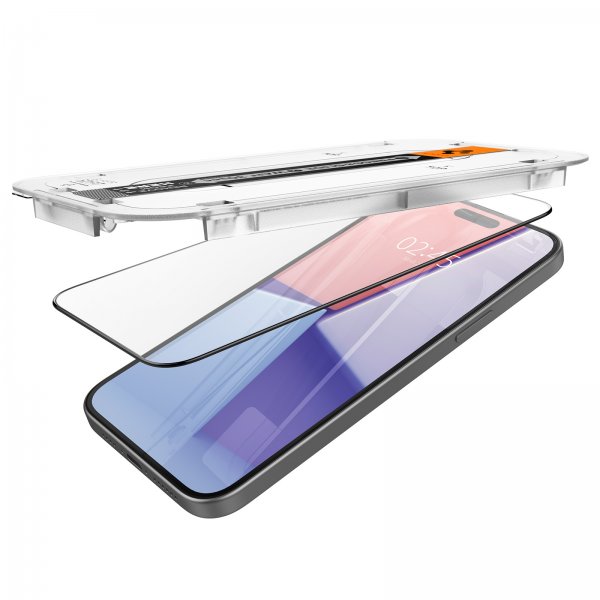 Spigen iPhone 15 Plus Skärmskydd GLAS.tR EZ Fit FC Svart 2-pack