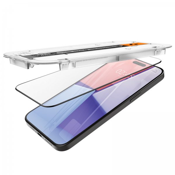 Spigen iPhone 15 Pro Skärmskydd GLAS.tR EZ Fit FC Svart 2-pack