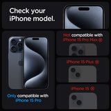 Spigen iPhone 15 Pro Skärmskydd GLAS.tR EZ Fit FC Svart 2-pack