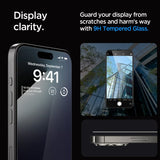 Spigen iPhone 15 Pro Skärmskydd GLAS.tR EZ Fit FC Svart 2-pack