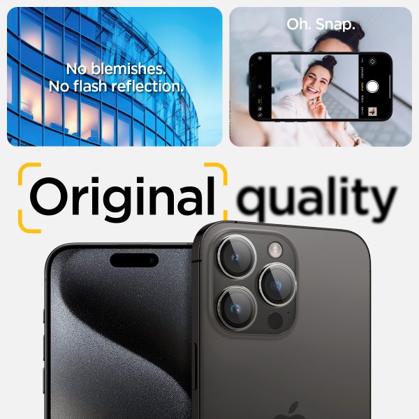 Spigen iPhone 14/15/16/17 Pro & Pro Max Kameraskydd GLAS.tR EZ Fit Optik Pro 2-pack Crystal Clear