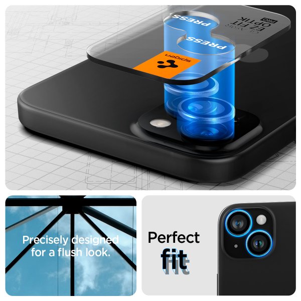 Spigen iPhone 14/15/14 Plus/15 Plus Kameraskydd GLAS.tR EZ Fit Optik Pro Crystal Clear 2-pack