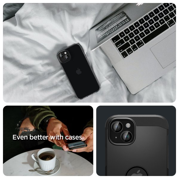 Spigen iPhone 14/15/14 Plus/15 Plus Kameraskydd GLAS.tR EZ Fit Optik Pro Crystal Clear 2-pack