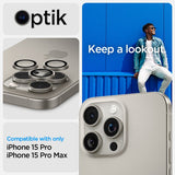 Spigen iPhone 15 Pro/iPhone 15 Pro Max Kameraskydd GLAS.tR EZ Fit Optik Pro 2-pack Natural Titanium