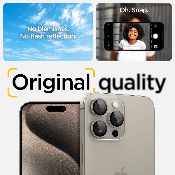 Spigen iPhone 15 Pro/iPhone 15 Pro Max Kameraskydd GLAS.tR EZ Fit Optik Pro 2-pack Natural Titanium