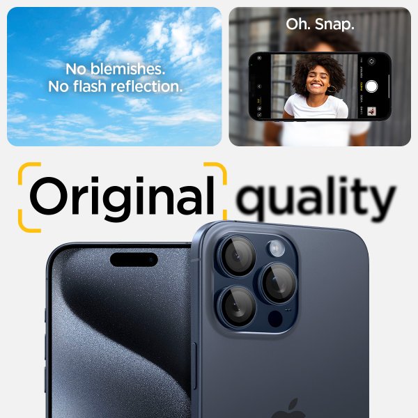 Spigen iPhone 15 Pro/iPhone 15 Pro Max Kameraskydd GLAS.tR EZ Fit Optik Pro 2-pack Blue Titanium