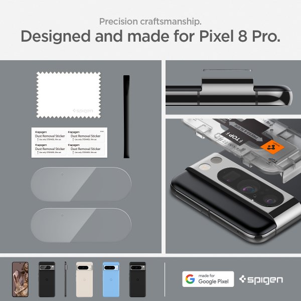 Spigen Google Pixel 8 Pro Kameraskydd Glas.tR EZ Fit Optik Crystal Clear 2-pack