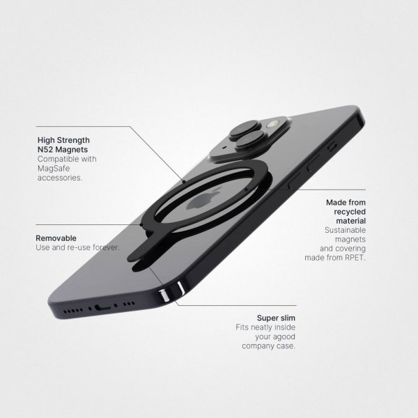 agood company Avtagbar MagSafe-ring Svart