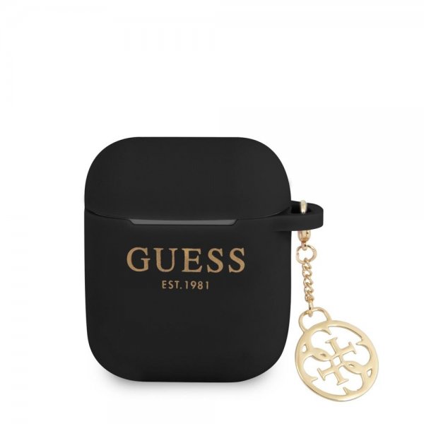 Guess AirPods 1/2 Skal Classic Logo 4G Charm Svart