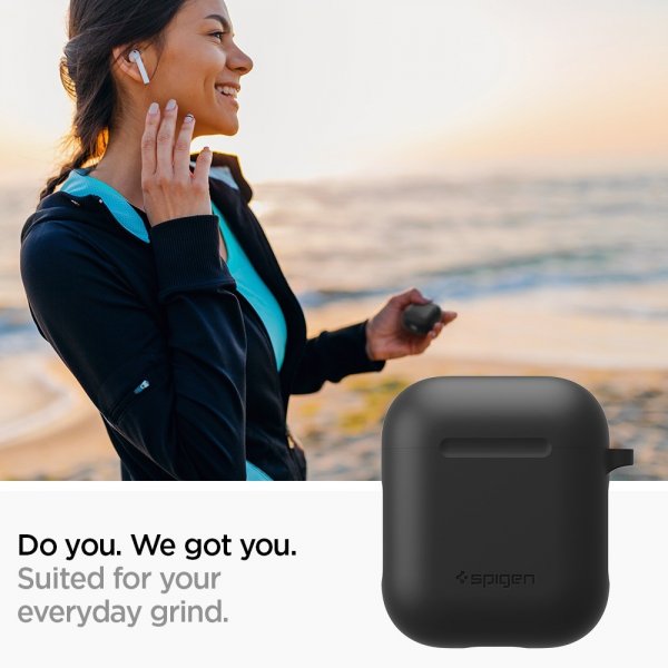 Spigen AirPods 1/2 Skal Silicone Case Svart