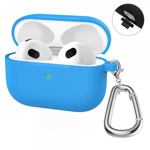 Enkay AirPods 3 Skal i Silikon med Karbinhake Blå