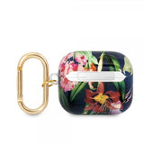 Guess AirPods 3 Skal Flower Print & Gold Hook Blå