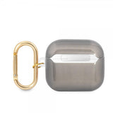 Guess AirPods 3 Skal Printed Stripe & Gold Hook Svart
