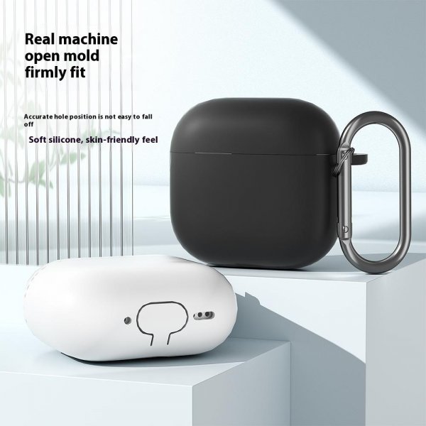 AirPods 4 Skal i Silikon med Karbinhake Vit