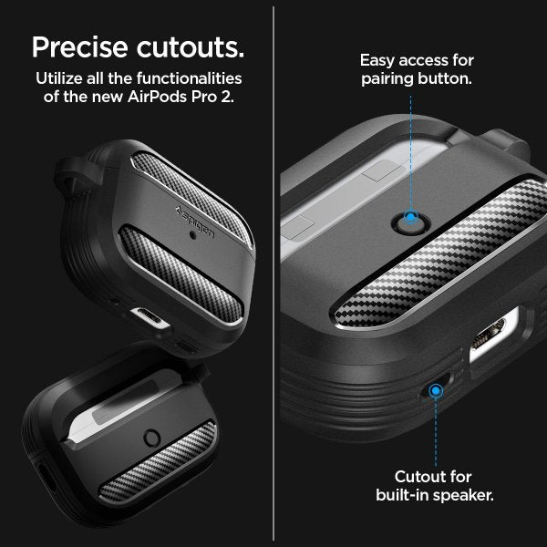 Spigen AirPods Pro 2 Skal Rugged Armor Matte Black