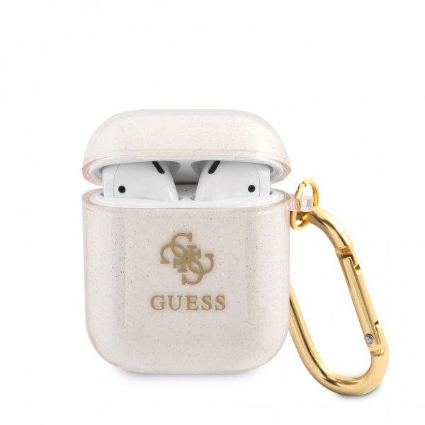 Guess AirPods (1/2) Skal Glitter Case Guld