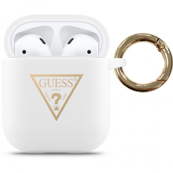 Guess AirPods (1/2) Skal Gold Triangle Vit