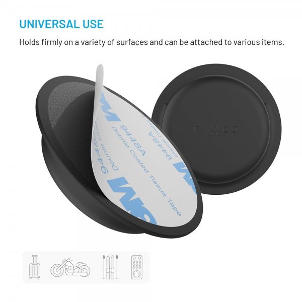 Fixed AirTag Hållare Silky Sticker 2-pack Svart