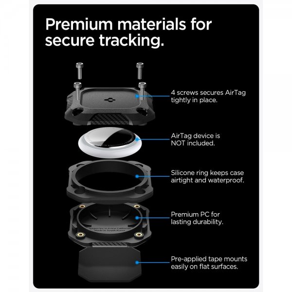 Spigen AirTag Hållare Tough Armor IP 4-pack Svart