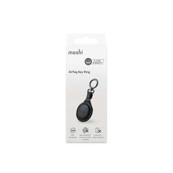 Moshi AirTag Hållare PU-Läder Svart