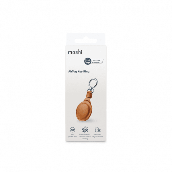 Moshi AirTag Hållare PU-Läder Brun