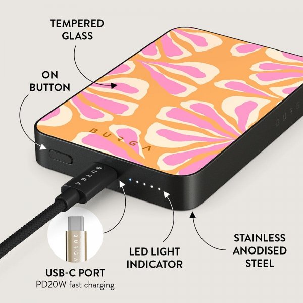 Burga Powerbank MagSafe 5000 mAh Aloha Metallgrå
