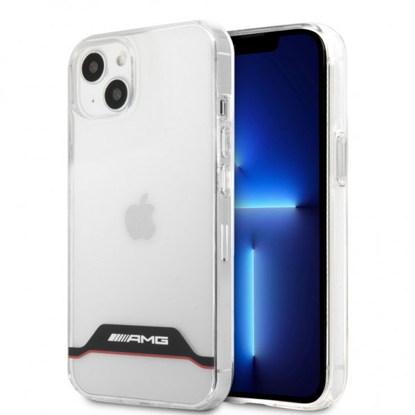 AMG iPhone 13 Skal Electroplated Horizontal Stripes Röd Transparent